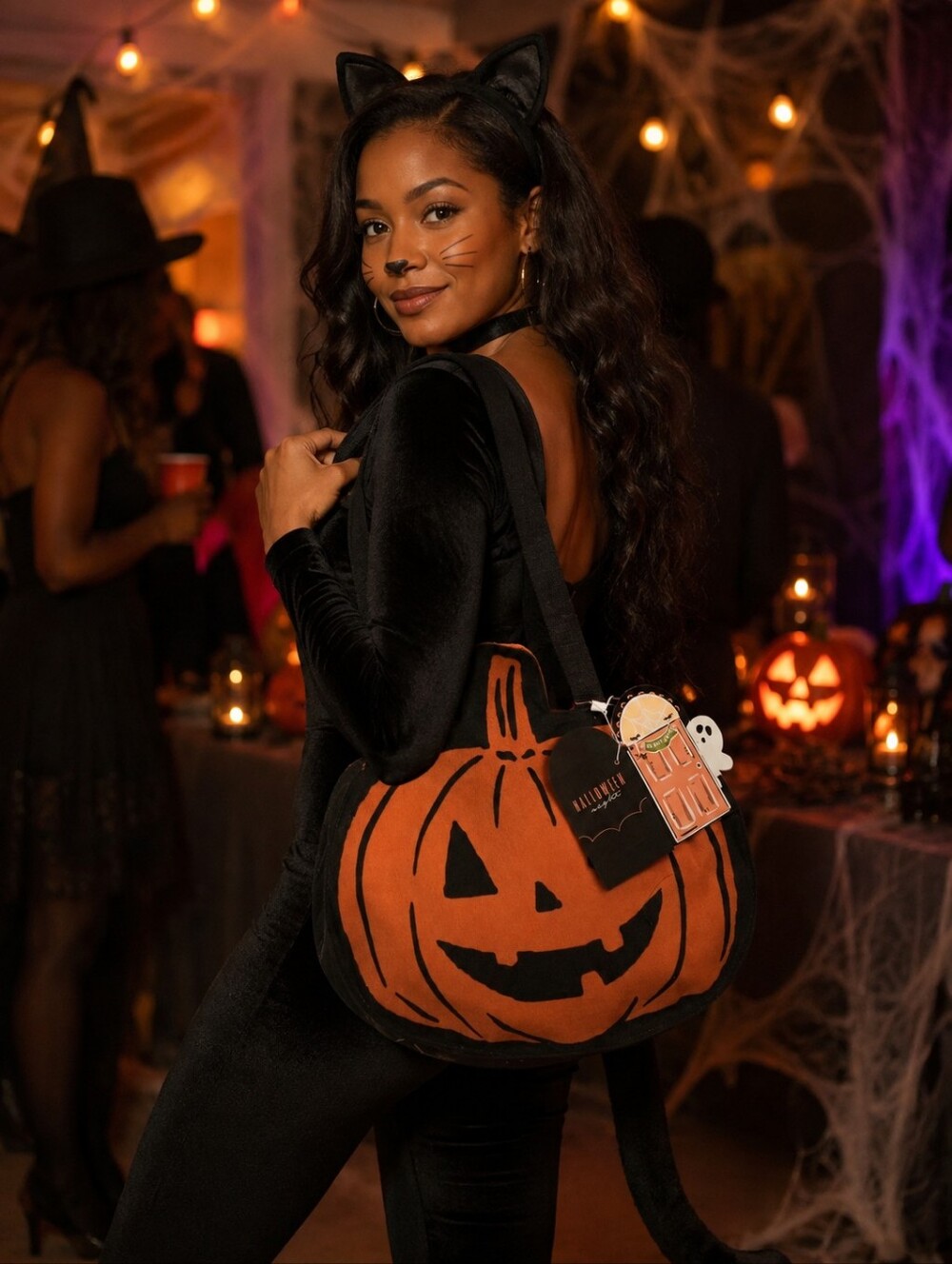 Halloween Night Jack-o'-lantern Trick-or-Treat Tote Bag - Orange & Black